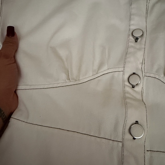 Storia off-White corset Button-Down denim like Dress with contrast stitching - Picture 6 of 8